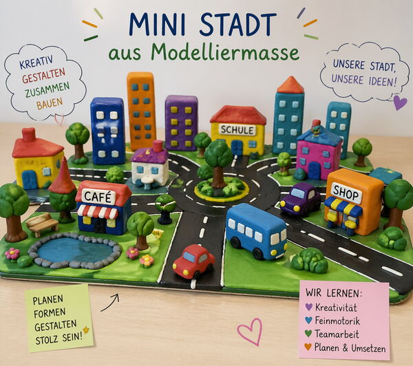Mini-Stadt aus Modelliermasse